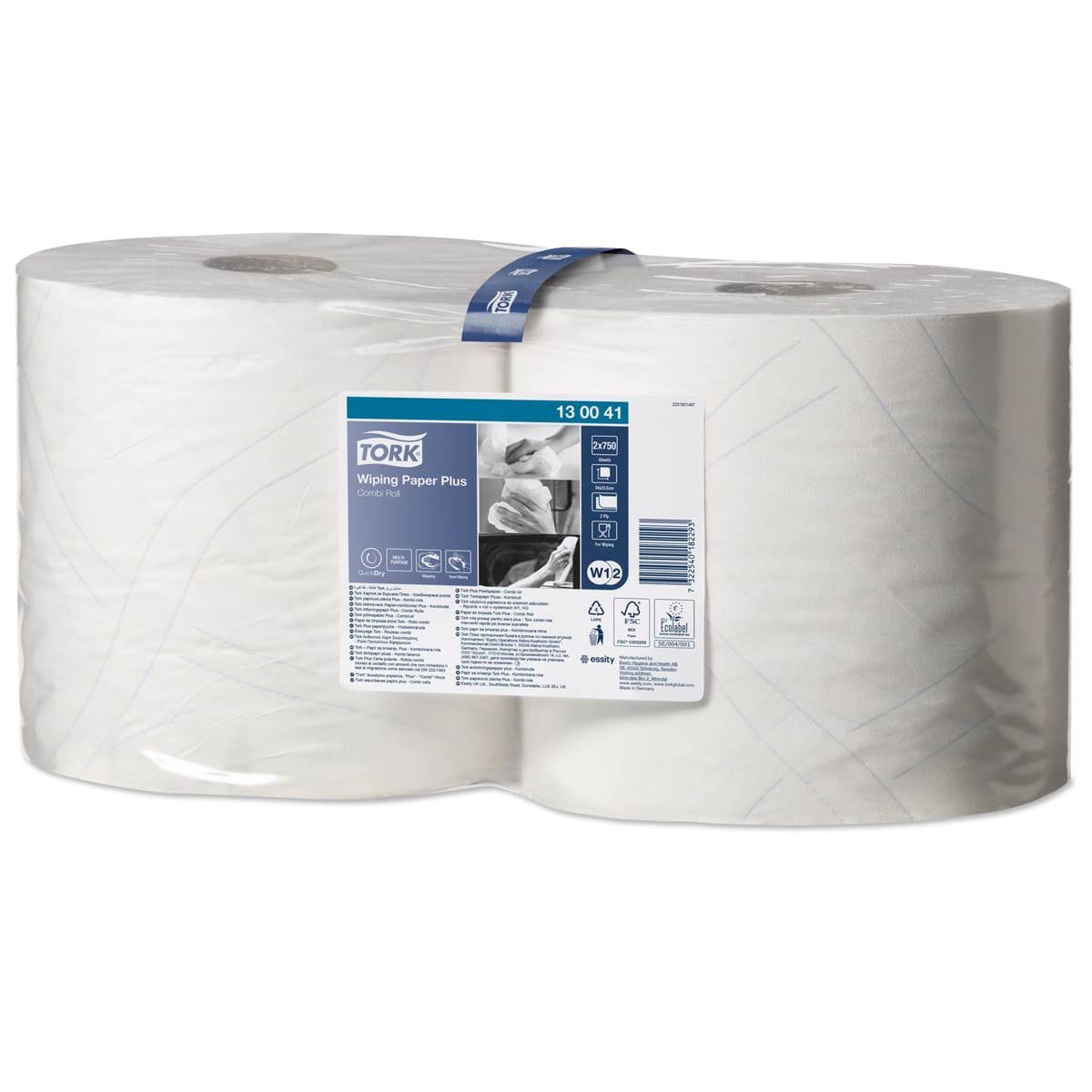 Папір для протирання в рулонах Tork Plus Advanced, білий, 2 шари, 255 м, 750 листів, 1 рулон